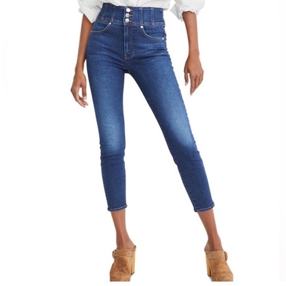 Veronica Beard Women's Katherine Corset Extra High Rise Skinny Jeans Blue Size 2 - Picture 1 of 12